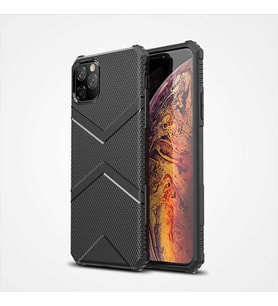 iPhone 11 Pro Max Kılıf Köşeleri Airbagli Parmak İzi Yapmayan Hank Silikon Kılıf (Siyah)