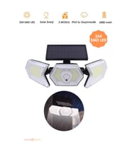 TechnoSmart 254 Ledli Hareket Sensörlü Solar Projektör Güneş Enerjili Led Bahçe Lambası Şarj Olan