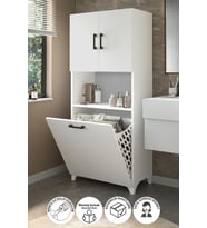 Çok Amaçlı Dolap Banyo Dolabı Kirli Çamaşır Sepeti Dolabı Damla Beyaz