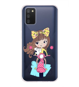 Samsung Galaxy A2s Uyumlu Kapak Vespagirl Tasarımlı Şeffaf Silikon Kılıf
