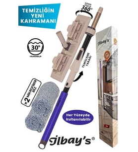 Teleskopik Mikrofiber Ultra Mop Seti 360° Döner Başlık, Çok Yüzeyli, Özel Kutuda