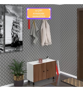 Kenzlife ayakkabılık galoş3 cvzbyz 53*080*32 kapaklı 3 raflı 12 çift ayakkabı kapasitesi (Beyaz)