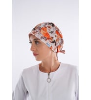 Kahve Kediler Desenli Veteriner Doktor Hemşire Hastane Aşçı Tesettür Bone (Karışık)