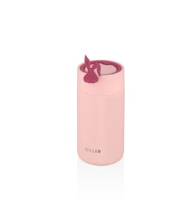 VAGONLİFE DILLER SÜZGEÇLİ TAVŞAN FİGÜRLÜ  SİLİKON TAŞIMA KULPLU ÇELİK MATARA D9078 420 ML