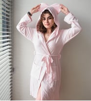 Sabahlık Kadın Niki Kadife Kumaş  - Şık ve Yumuşak Kışlık Model (Açık Pembe)