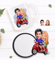 BK Gift Kişiye Özel Sevgililer Karikatürlü Beyaz Kupa ve Ahşap Bardak Altlığı Hediye Seti-10