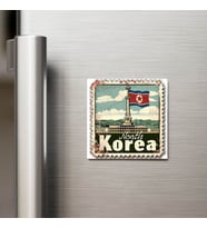 Kuzey Kore North Korea - Posta Pulu Temalı Ülke - Baskılı Buzdolap Magneti Kare - 9x9 cm