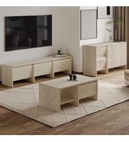 Laris Üçlü SET – TV Sehpası, Konsol ve Orta Sehpa ile Modern Yaşam Alanları İçin Takım (Bej)