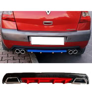 Renault Megane 2 Kırmızı Difüzör Çiftli Kare Egzoz Görünümlü D Tip Difizör 2002 - 2009