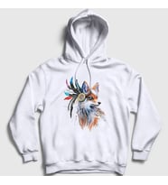 Presmono Unisex Beyaz Indian Kızılderili Fox Tilki Kapüşonlu Sweatshirt 367897tt