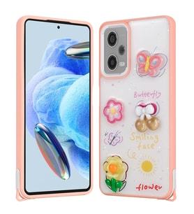 Xiaomi Redmi Note 12 Pro Plus 5G Uyumlu Kılıf Parlayan Simli Kabartma Figürlü Zore Cevze Kapak