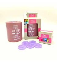 Buhurdan ve Lavanta Kokulu Mum Seti Keep Relax and Enjoy Lavender (Lila)