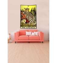Multirenk Tarot Kartı Empress Leke Tutmaz Kadife Kumaş Duvar Örtüsü Duvar Halısı Tapestry (Sarı-Yeşil)