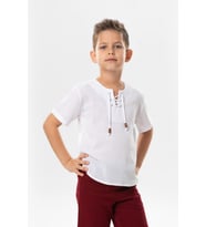 Kısa Kol Şile Bezi Zımbalı Yazlık Erkek Çocuk Tshirt Beyaz 3001