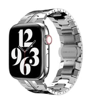 Apple Watch 7 45mm Uyumlu Kordon Paslanmaz Çelik Luxury Zore KRD-63 Metal Kayış (Gümüş)