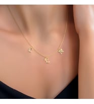 Kişiye Özel Üç Harfli İsim Altın Kaplama Gümüş Kolye (Gold)