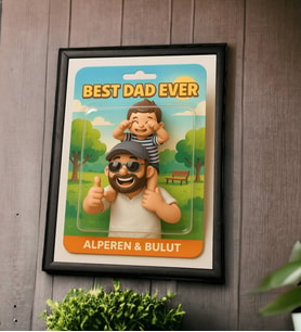 Kişiye Özel Yapay Zeka Tasarım Karikatür 21x30 Siyah  Fotoğraf Çerçevesi