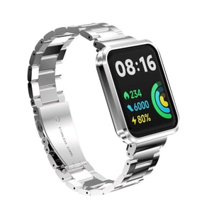 Xiaomi Redmi Watch 2 Lite Uyumlu Kordon Paslanmaz Metal Baklalı Klipsli Zore KRD-60 Kayış