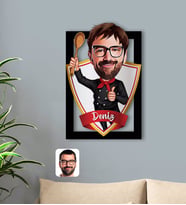 BK Gift Kişiye Özel İsimli Erkek Chef Karikatürlü 3D Ahşap Tablo-1