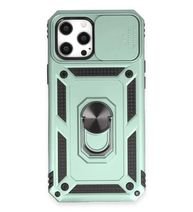 Newface Apple iPhone 12 Pro Max Kılıf Pars Lens Yüzüklü Silikon - Yeşil
