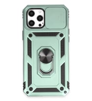 Newface Apple iPhone 12 Pro Max Kılıf Pars Lens Yüzüklü Silikon - Yeşil