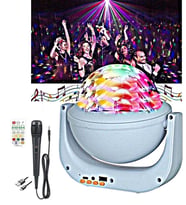 RGB Bluetoothlu Kareoke Hoparlör -Karaoke Eğlencesi Disko Topu Sese Duyarlı Renkler Kumandalı Renkli Led Top+Fm Radyo