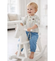 Katlanabilir Kollu Müslin Üst ve Pantolon Erkek Bebek İkili Set Takım Babyhola 2218 (Mavi)