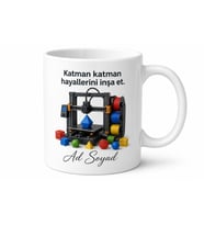 İsimli 3D Yazıcı Temalı Maker Kupası Özel Tasarım Baskılı Hediye Bardak