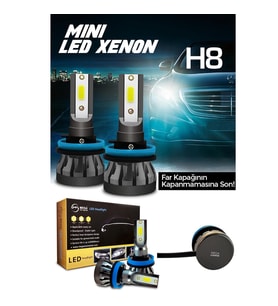Slim Led Xenon Şimşek Etkili Mini Beyaz H8 Kapak Kapanma Garantili