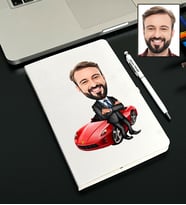Kişiye Özel Araba Tasarımlı Karikatürlü Beyaz Defter Kalem Seti 46