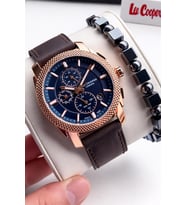 Lee Cooper Erkek Kol Saati 50 Mt Suya Dayanıklı Deri Kordon Bileklik Hediyeli VS.BLKT.0919 (Lacivert)