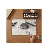 Gri Maket Ev- Mimari Çizimler Tasarımı 240 parça Ahşap Puzzle Ahşap Kutuda MP00583