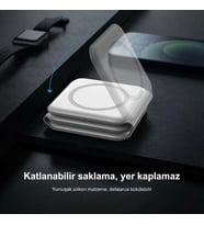 Dunspin DS-W20 15W 3-in-1 Katlanabilir Manyetik Kablosuz Şarj Cihazı - iPhone, Apple Watch & AirPods Uyumlu Masaüstü Şarj Standı Siyah