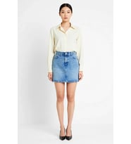 Kadın Mini Denim Etek Orta Bel %100 Pamuk Rigid Dokuma Klasik Kesim Günlük Rahat Modern Şık Konforlu