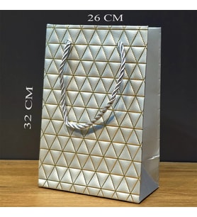 pilelistore Büyük Boy Gümüş Ve Gold Desenli Karton Çanta