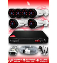 BAYICAM 6 Kameralı Uzay 6 Dış Kamera Set HDD'siz Full HD Gece Görüşlü Güvenlik Kamerası Sistemi