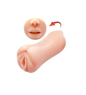 3 Boyutlu Çift Taraflı Suni Oral & Vajinal Mastürbatör - Gemini