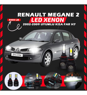 Renault Megane 2 2002-2009 Kısa Far Uyumlu Şimşek Etkili Led Xenon Light Series H7