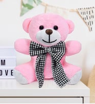 Özgüner Papyonlu Oturan Peluş Ayıcık – En Şık ve En Sevimli Arkadaş (%100 Yerli) (Pembe)
