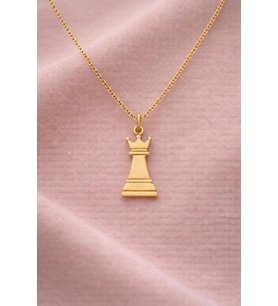 Kişiye Özel Modern Satranç Vezir Oueen Kolye 925K Gümüş (Gold)
