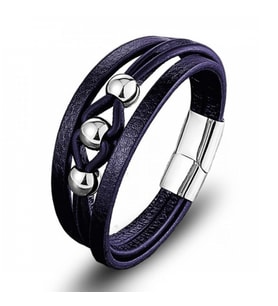 Moncuk Design Çelik Top Ve Lacivert Deri Bileklik 33514B8D3