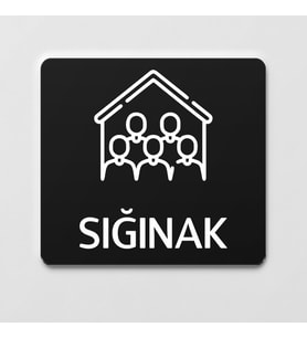 Sığınak Tabelası Ofis Yönlendirme Kapı İsimlik Sığınak Alanı Tabela (Siyah)