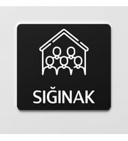 Sığınak Tabelası Ofis Yönlendirme Kapı İsimlik Sığınak Alanı Tabela (Siyah)