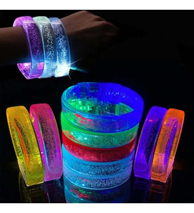 Mavi Led Işıklı Baskı Yapılabilen Pilli Bileklik Bilezik 1,5 cm Genişlik