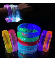 Mavi Led Işıklı Baskı Yapılabilen Pilli Bileklik Bilezik 1,5 cm Genişlik