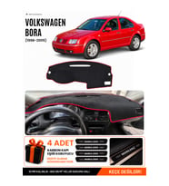 e-biz VOLKSWAGEN BORA (1998-2005) Uyumlu Torpido Örtüsü, Torpido Kılıfı - Siyah-Kırmızı - VW009