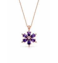 Özel Kutulu Kadın Kolye - Mor Lotus Ametist Taşlı Rose Lotus Çiçeği Kadın Kolye