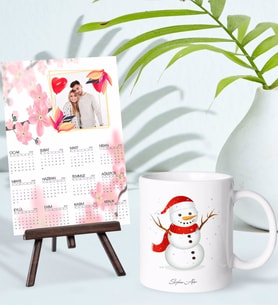 BK Gift Kişiye Özel Yılbaşı Tasarımlı Kupa Bardak ve 13x18cm Fotoğraf Kartlı Şövaleli 2024 Takvim Hediye Seti-15
