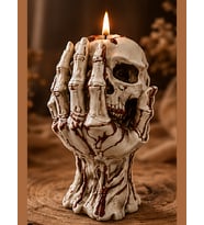 2 Adet Kuru Kafa Goth Hallowen Temalı Muhteşem Detaylara Sahip Doğal Soya Mum (Haki-Beyaz-Kırmızı-Siyah-İndigo)