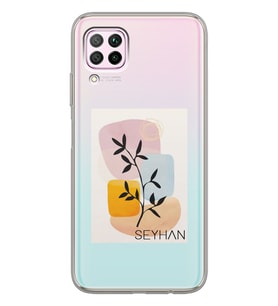 Huawei Brush Leaf Tasarımlı Şeffaf Telefon Kılıfı